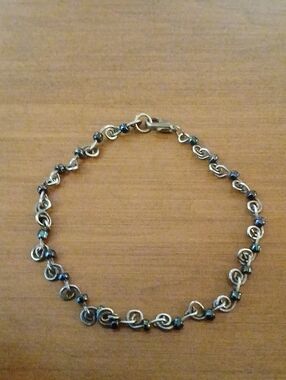 Silver-Tone Blue Bead Women's Bracelet